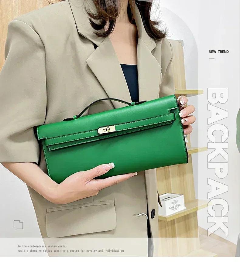 Elegant classic leather handbag for ladies - with inner compartments high quality by famous designer brand