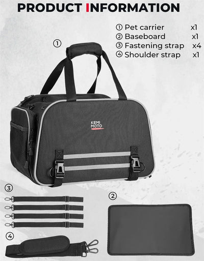 Motorcycle Pet Carrier Bag Cat Dog Pet Carrier Airline Approved Portable Cat Dog Travel Carrier For Luggage Rack Passenger Seat