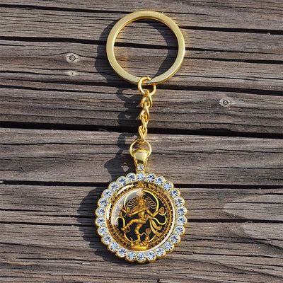 Shiva Nataraja Keychain Buddhist Jewelry Lakshmi Goddess Rhinestone Pendant Hinduism Amulet Keyring Gift