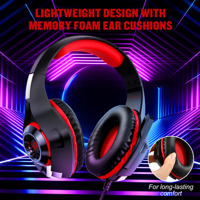 GS400 Gaming Headset with Noise Cancelling Microphone, Heavy Bass, Stereo Sound, Wired Gaming Headset for PS4, PS5, Xbox One, Sw