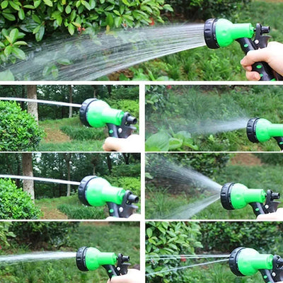 Extendable Garden Hose, High-Pressure Car Wash with 7 Spraying Functions, Home Garden Watering Hose for Multiple Uses，Water Gun