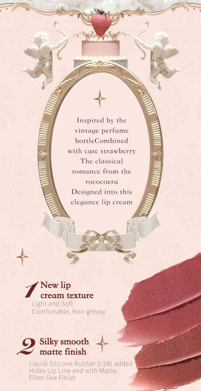 Beauty Glazed  Mirror Flower Lip Gloss  Lipstick Strawberry Rococo Collection Little Angel Lip Cream Lipstick 3.5g
