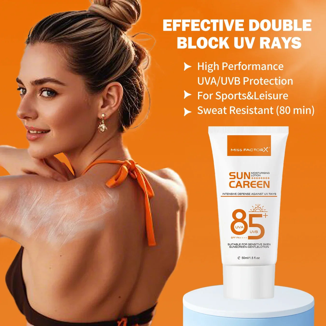 Mild sunscreen, broad-spectrum SPF moisturizing formula, lightweight sunscreen, vegetarian, suitable for facial and body skincar