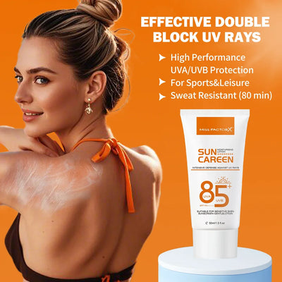 Mild sunscreen, broad-spectrum SPF moisturizing formula, lightweight sunscreen, vegetarian, suitable for facial and body skincar