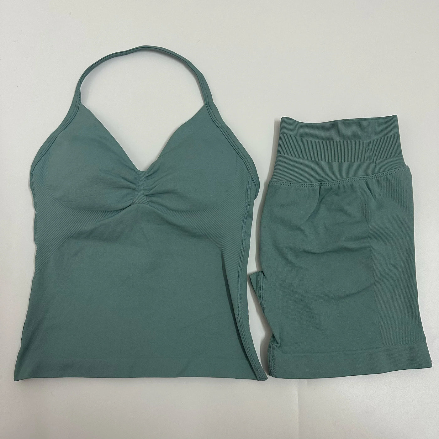 Women Yoga Set Seamless Yoga Longline Strappy Tank Top