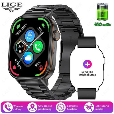 LIGE GPS Trajectory Smart Watch Women 2.01" HD Screen Compass Bluetooth Call Heart Rate Blood Oxygen Men Smartwatches 2025 New