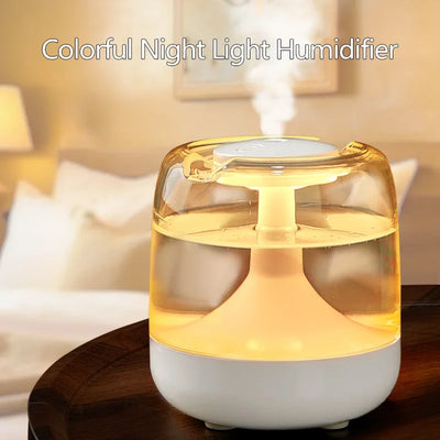 Air Humidifier Cute Ultrasonic Colorful Night Light Mini Humidifier Diffuser Transparent  Portable Home Bedroom Aroma Diffuser