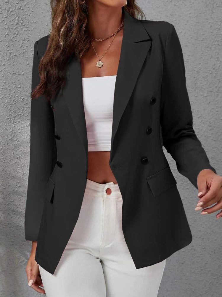 New in Autumn Winter New Blazers for Women Clothing Autumn and Winter Solid Color Fashion Casual Suit Slim Blazers Women