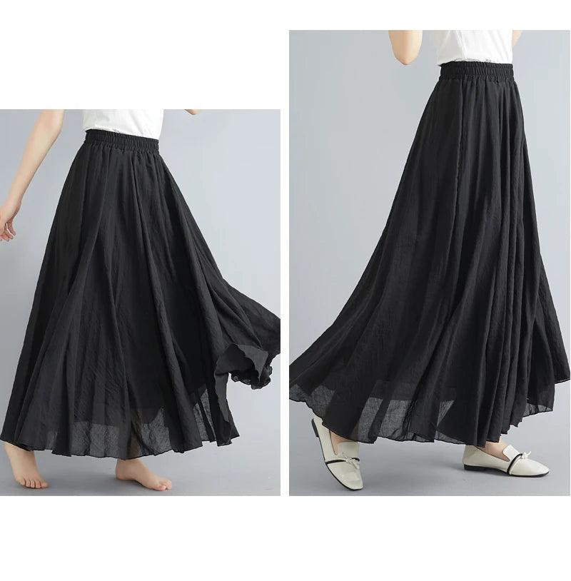 Fashion cotton linen clothes women skirts maxi y2k elegant beach saia ropa mujer casual vestido boho long skirt faldas
