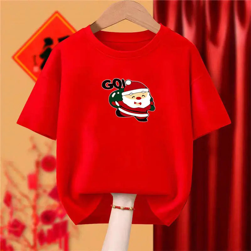 Women Clothing Fashion Christmas Elk Pure Cotton T-shirt Spring Summer Casual Loose O-neck Short Sleeve Top Tees Chic Pullovers