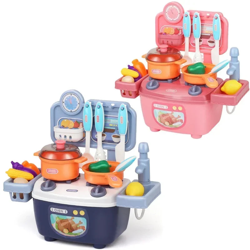Kitchen Toys Imitated Chef Light Music Pretend Cooking Food Play Dinnerware Set Safe Cute Children Girl Toy Gift Fun Game Gifts