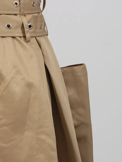 VGH Ameican Retro Irregular Cargo Dresses for Women Strapless Sleeveless High Waist Spliced Double Sashaes Midi Dress Female New