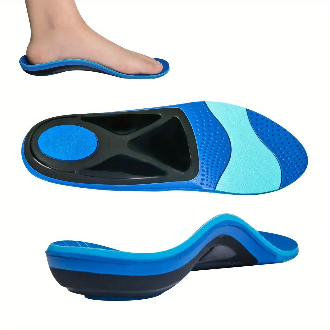 Flat Feet Insoles, Arch Support with Deep Heel Cup & Shock Absorption - Relieve Plantar Fasciitis, Pronation, Ankle Pain