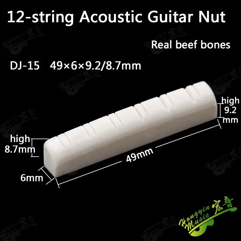 Acoustic guitar  and 4 5 6 7 12String Bass guitar nut slotted, upper and lower nuts slotted in various sizes Made of Bovine bone