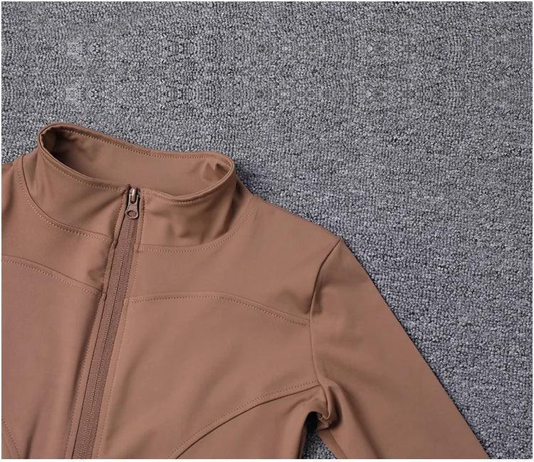 Workout sport jacket long sleeve gym training clothing yoga sportswear women