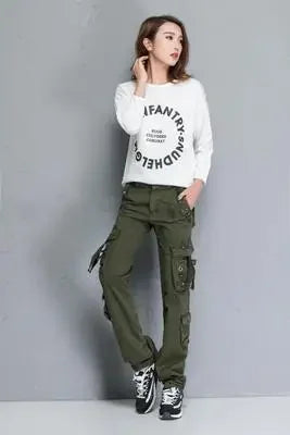 Women Cargo Pants Camouflage Overalls