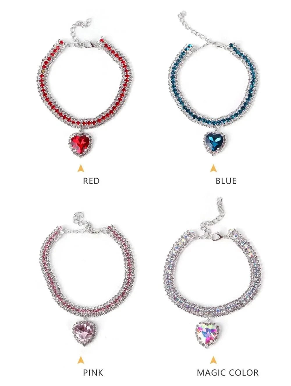 Rhinestone Pet Collars Sparkling 3 Rows Crystal Diamond Cat Small Dog Wedding Collar Puppy Girl Bling Necklace Pendant Jewelry