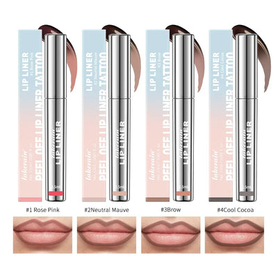 Lip Liner Peel Off Tattoo Lipgloss 4Colors Waterproof Long Lasting Matte Lip Tint Brown Contour Tear-off Lips Stain Cosmetic