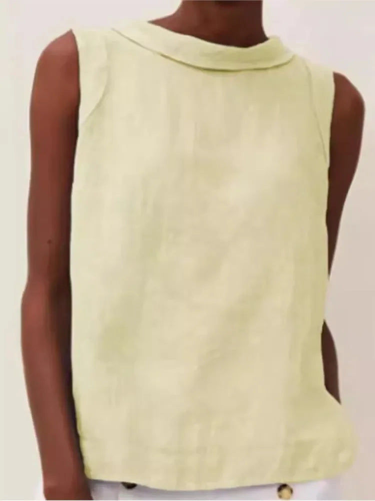 Solid Linen Women's Office Tops