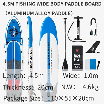 koetsu Wide Body Inflatable Stand Up Paddle Board SUP Board 3 to 5 people Padding Water Parents and Children PVC Wakeboard