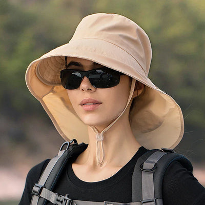 Summer Hat Women Outdoor UV Anti Neck Protection Sun Visor men Fishing Hiking Wide Brim Shawl Sunscreen Ponytail Cap undefine