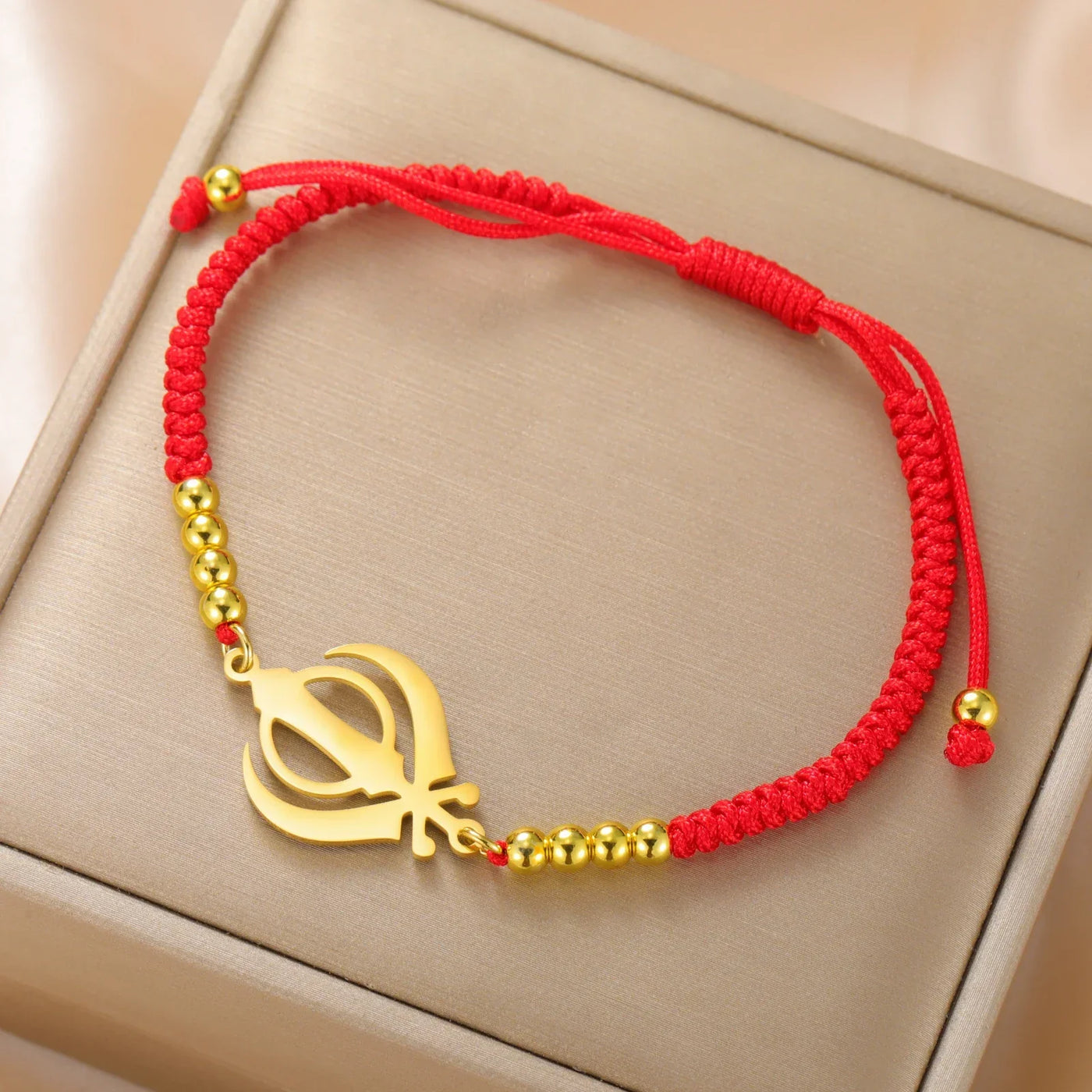 Lucktune Khanda Sikh Faith Bracelet for Women Men Stainless Steel Vintage Indian Sword Lucky Bracelet Spiritual Jewelry Gift