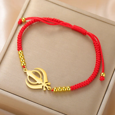 Lucktune Khanda Sikh Faith Bracelet for Women Men Stainless Steel Vintage Indian Sword Lucky Bracelet Spiritual Jewelry Gift