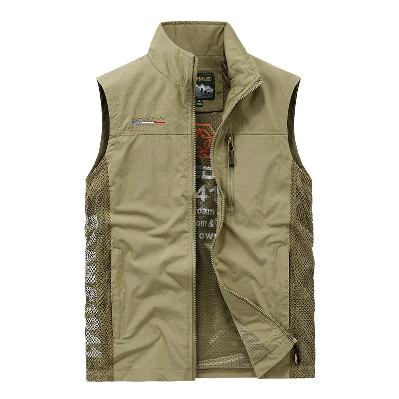 Summer Men's Work Vest Leisure outdoor Men Breathable Mesh Sports Waistcoat Man Photography Fishing Sleeveless Jackets Clothing