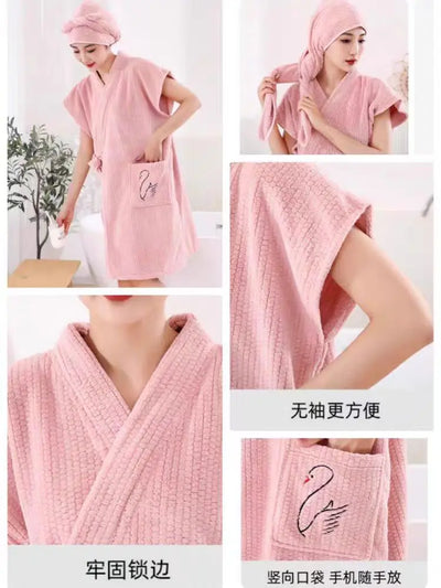Bathrobe for ladies. It's made of corn - velvet material.