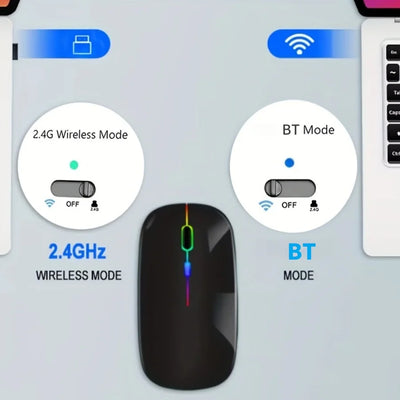 Wireless Mouse Bluetooth-Compatible Gaming Mouse (Dual Mode:BT+2.4Ghz) Ergonomic Rechargeable Mice for PC/Laptop/Macbook  ﻿