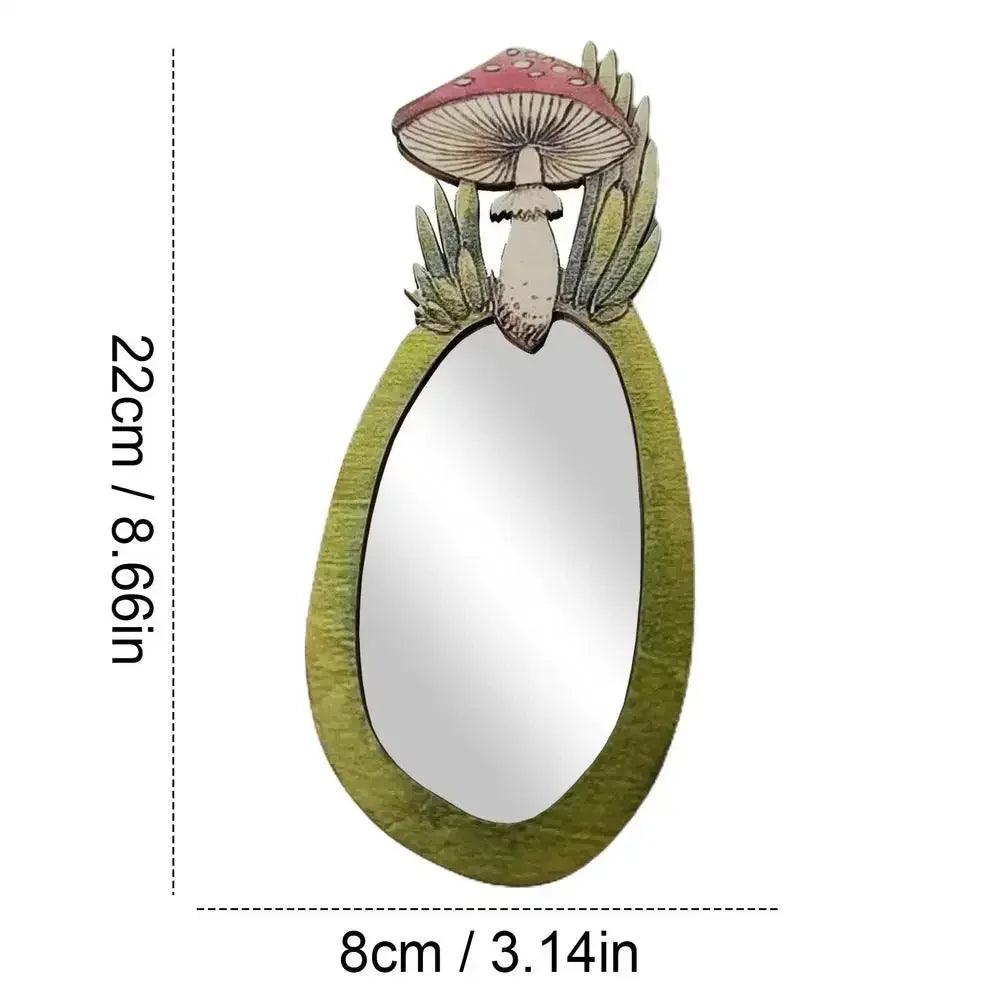 Decorative wall mirror wooden mushroom forest retro for living room bedroom bathroom entryway decor