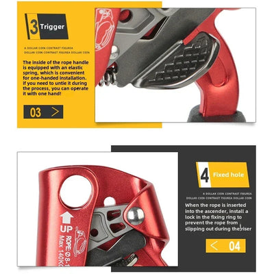 Climbing Hand Ascender;Outdoor Mountaineering Ascender,right hand ascender,rope climber,outdoor mountaineering adventure climber