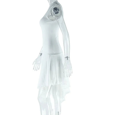 Women Sexy Dresses Summer 2025 Solid Color Sexy Slant Collar Midi Irregular Evening Dress Luxury Elegant Splicing Dress Vestidos