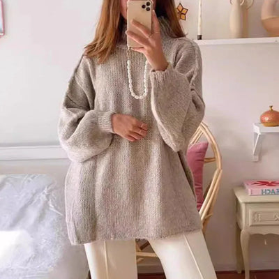 Women Knitted Sweaters Autumn Winter Female Long Sleeve Round Neck Pullovers Solid Color Ladies Casual Loose Tops Warm Knitwear
