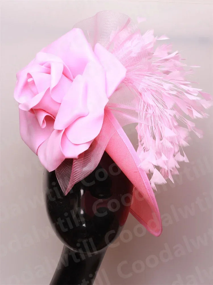 Royal Ascot Big Fascinator Derby Hat Women Kentucky Derby Headpiece Flower Wedding Fascinators Hats Hair Clip Ladies Chapeau