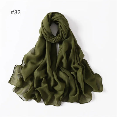 New Cotton Linen Scarf For Women Girls Students Autumn Classic Solid Color Scarves Retro Soft Foulard Viscose Female Wrap Shawls