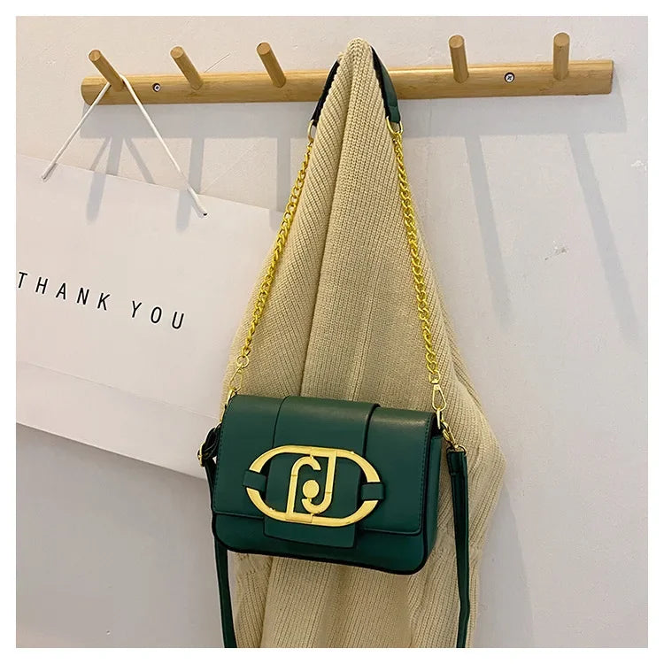 Designer Handbags For Women Leather Metal Buckle Flap Square Shoulder Bags Fashion 2024 Ladies Messenger Bags Females Casual