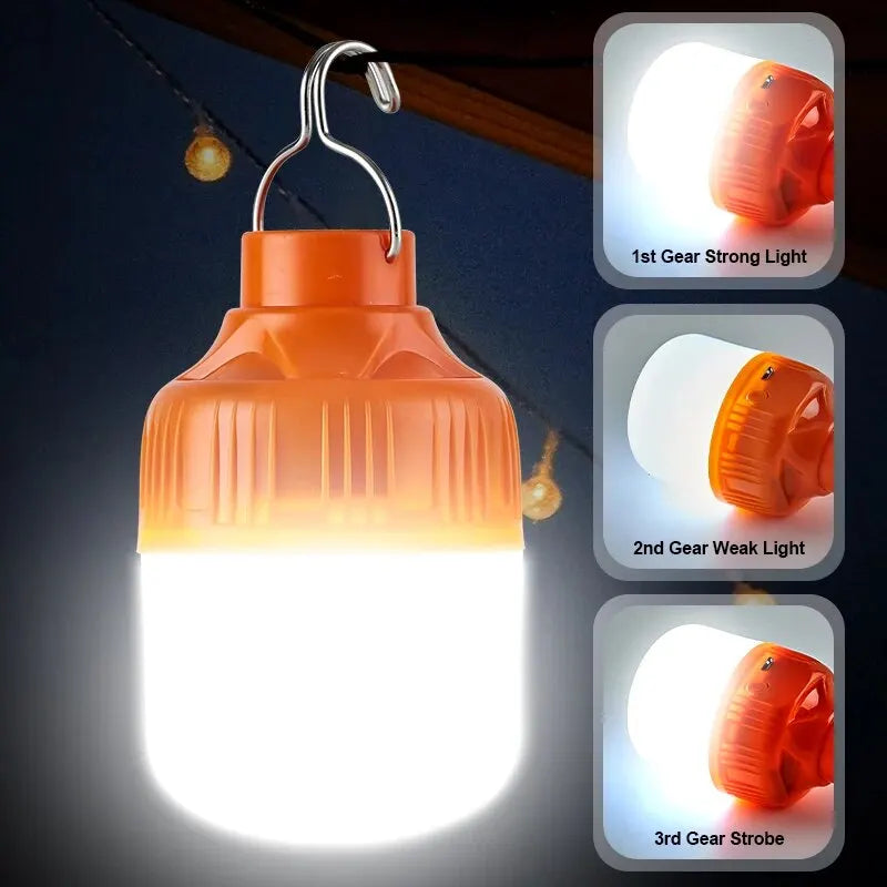 USB Rechargeable LED Camping Lantern High Brightness Portable Outdoor Light Emergency Tent Lamp for Fishing Hiking Night Use