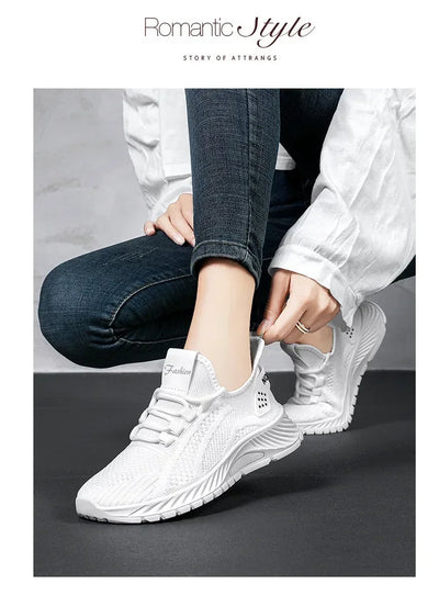 2025 Designer Women Casual Sneakers Sports Shoes Fashion Brand Lace Up Loafers Female Knitted Mesh Breathable Shoes for Women