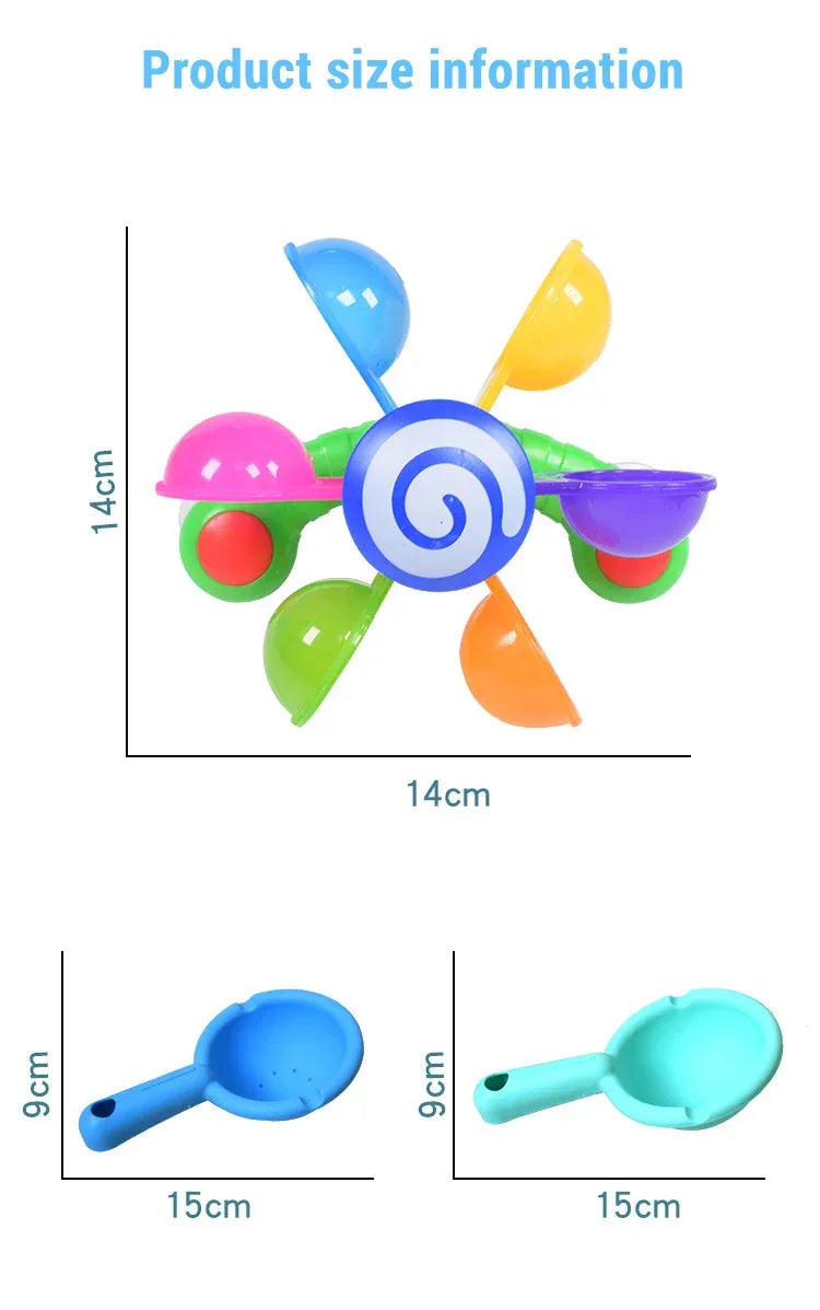 Baby Bath Toys Colorful Waterwheel Bathing Bathtub Water Spray Play Set Rainbow Windmill Bathroom Toy For Kids Toddler Children