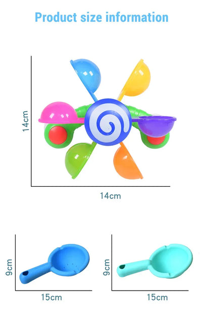Baby Bath Toys Colorful Waterwheel Bathing Bathtub Water Spray Play Set Rainbow Windmill Bathroom Toy For Kids Toddler Children