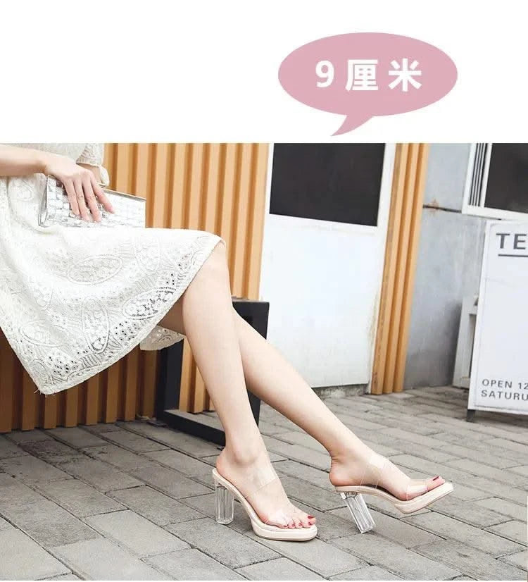 Women's Thick Crystal High Heels, Summer | Waterproof | Not Tired Feet | Slippers, Sandals, Women's Shoes