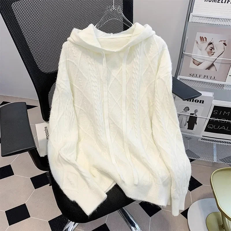 Bottom Sweater Knitted Sweater for Women in Autumn Hooded Sweater New Style 2025 Thickened Fashionable Top