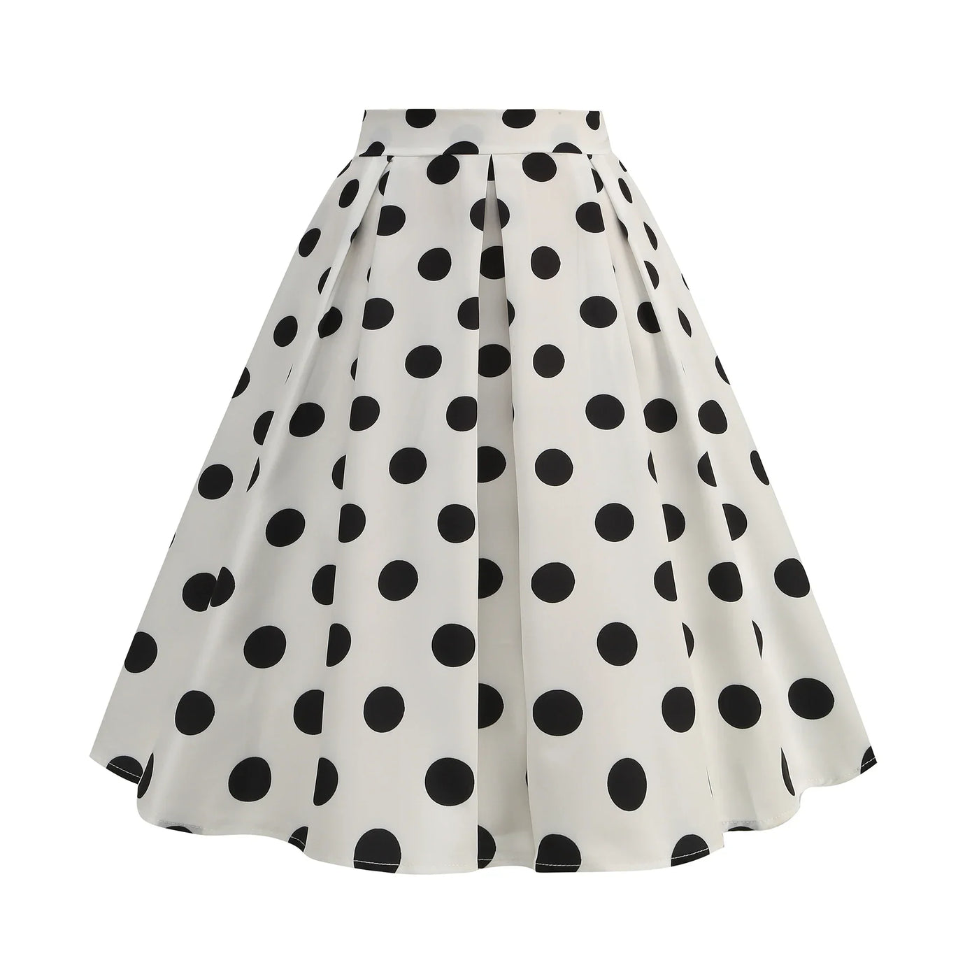 Summer Casual Women Midi Skirt Polka Dot High Waist Retro Vintage 50s Pleated Party Skirts