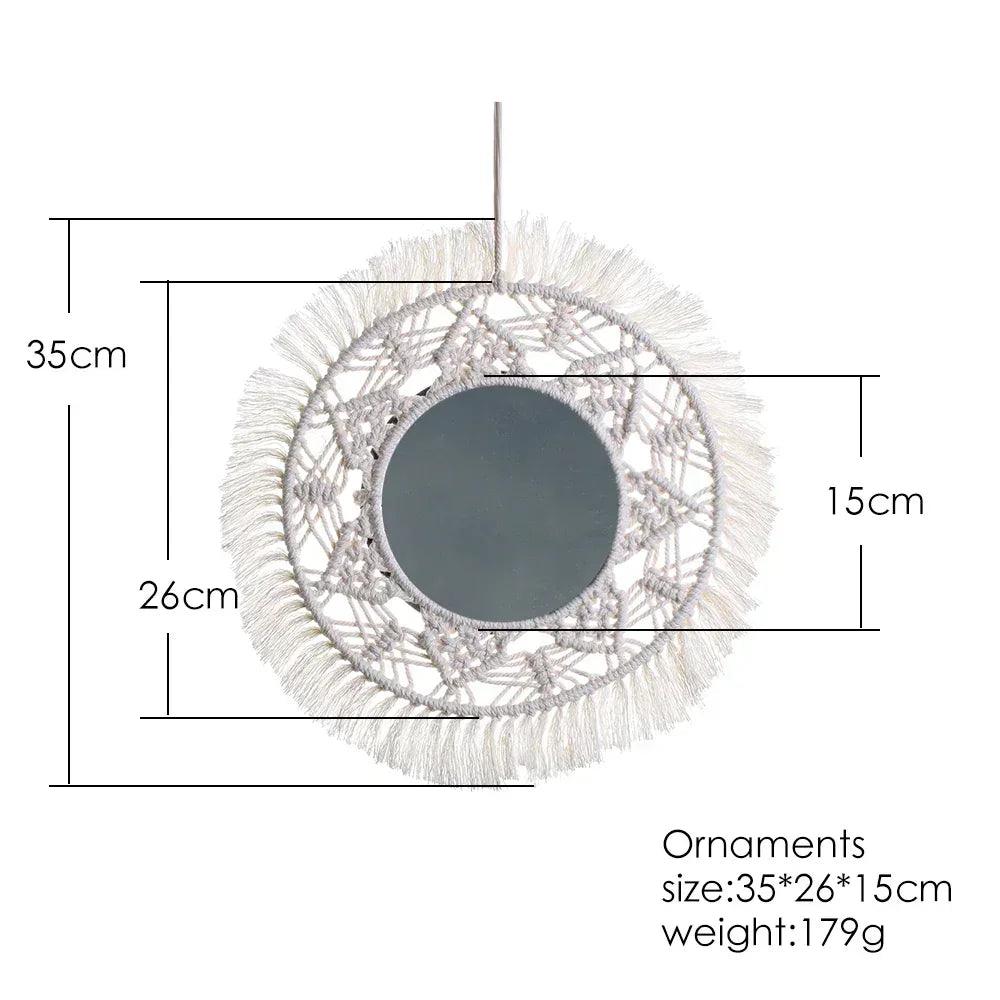 Macrame decorative wall mirror boho home decor makeup aesthetic mirrors living room bedroom christmas wedding