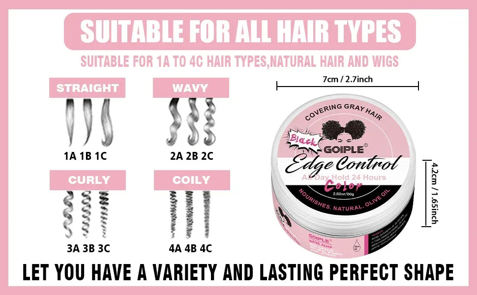Edge Control Wax for Women Strong Hold Non-greasy Covering Gray Hair Edge Styling Gel for Black No Flaking Hairstyles Pomade