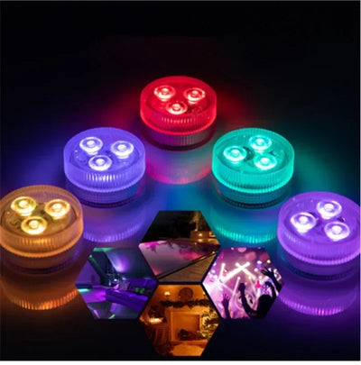 3LEDs Underwater RGB Submersible Lights with Battery Waterproof Swimming Pool Night Atmosphere Lamp Decor Wedding Party