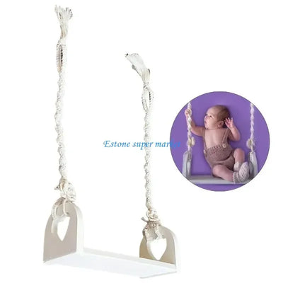 090B Newborns Photography Props Wooden Swing for Baby Photoshoots Decorative Photoshoots Trapeze Studio Furniture