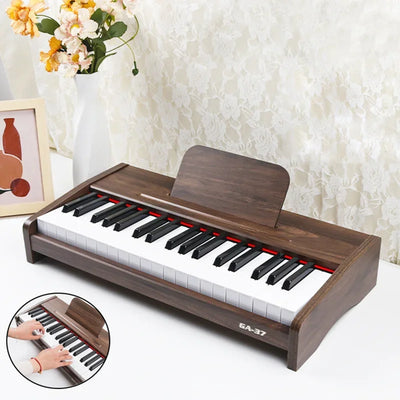 37 Keys Digital Piano for Kids and Adults 2.2CM Piano Key with Mic and Earphones Jacks Music Educational Instrument Wood Piano
