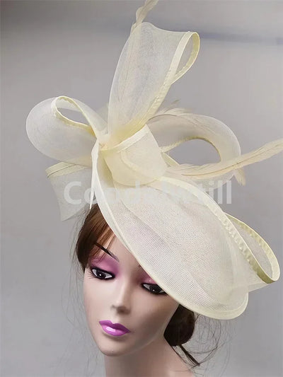 Royal Ascot Red Hair Fascinator Veils Hat Women Church Wedding Fascinaors Hat Headband Feather Derby Headpiece Ladies Chapeau